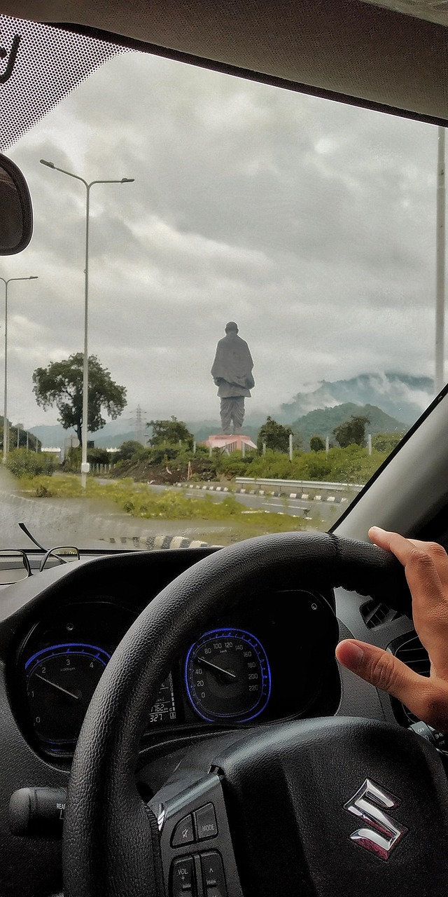 Statue of Unity, Kevadia, seen on the drive from Ahmedabad